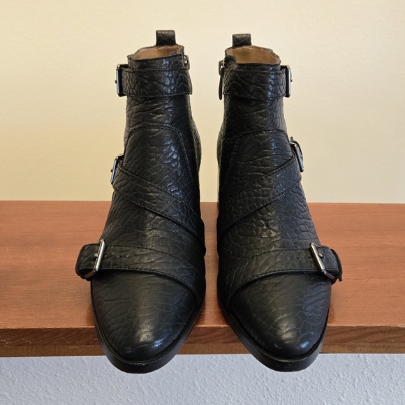 Fits 8 - Black Buckle Ankle Boots - Picture 2 of 5